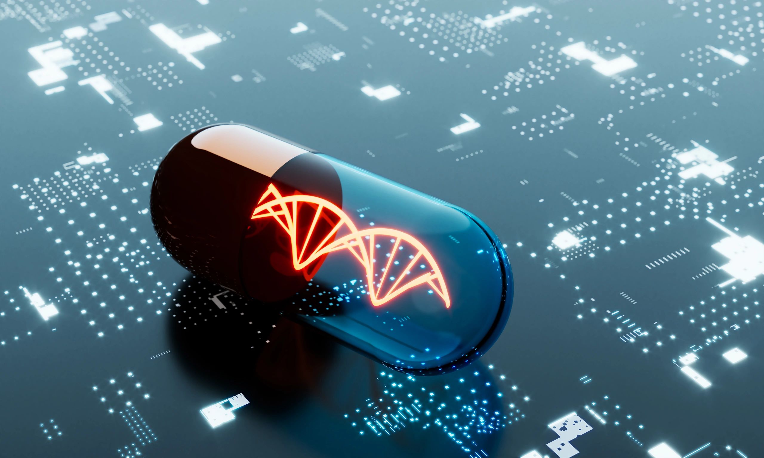 DNA capsule concept symbolizing molecular performance science